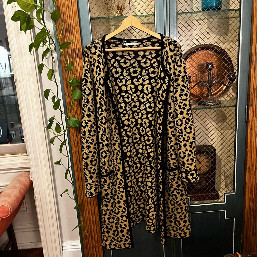 Leopard Print Open Duster Cardigan